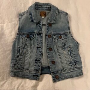 American Eagle Outfitters Light Blue Denim Vest